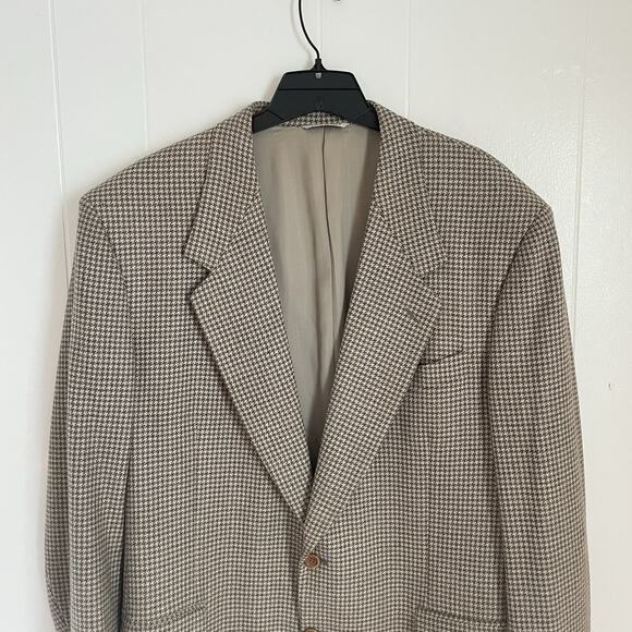 Canali Proposta Men’s 44R Brown Wool Houndstooth Sport Coat Blazer Made in Italy - Picture 15 of 15